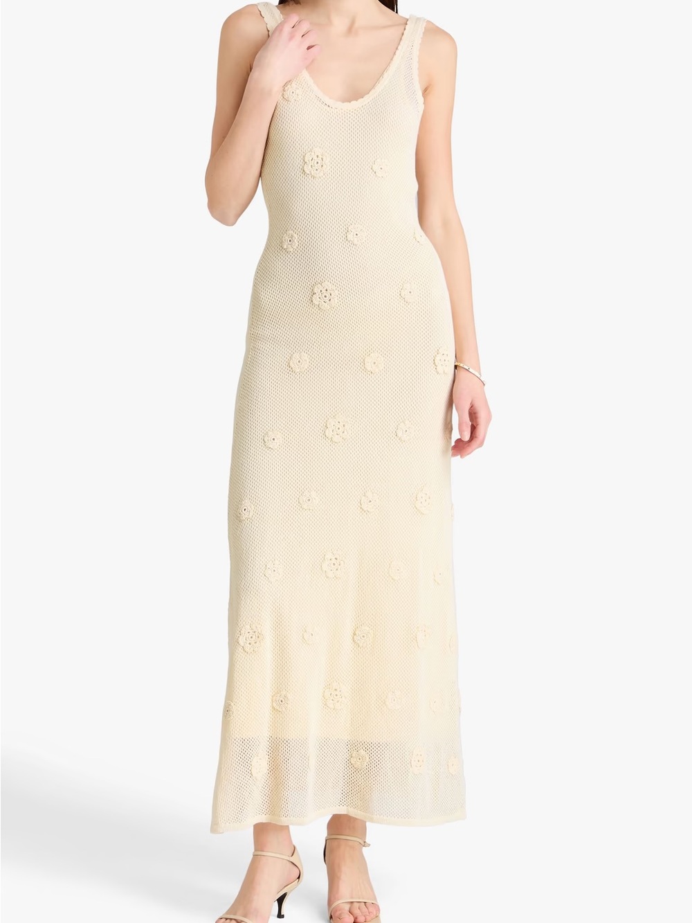 Bouquet Floral-appliquéd crochet-knit maxi dress